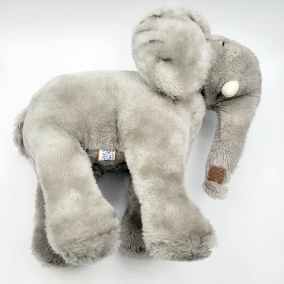 Vintage Dakin Gray Mama Elephant Stuffed Animal Realistic Nature Babies 70s 12" - Picture 3 of 9